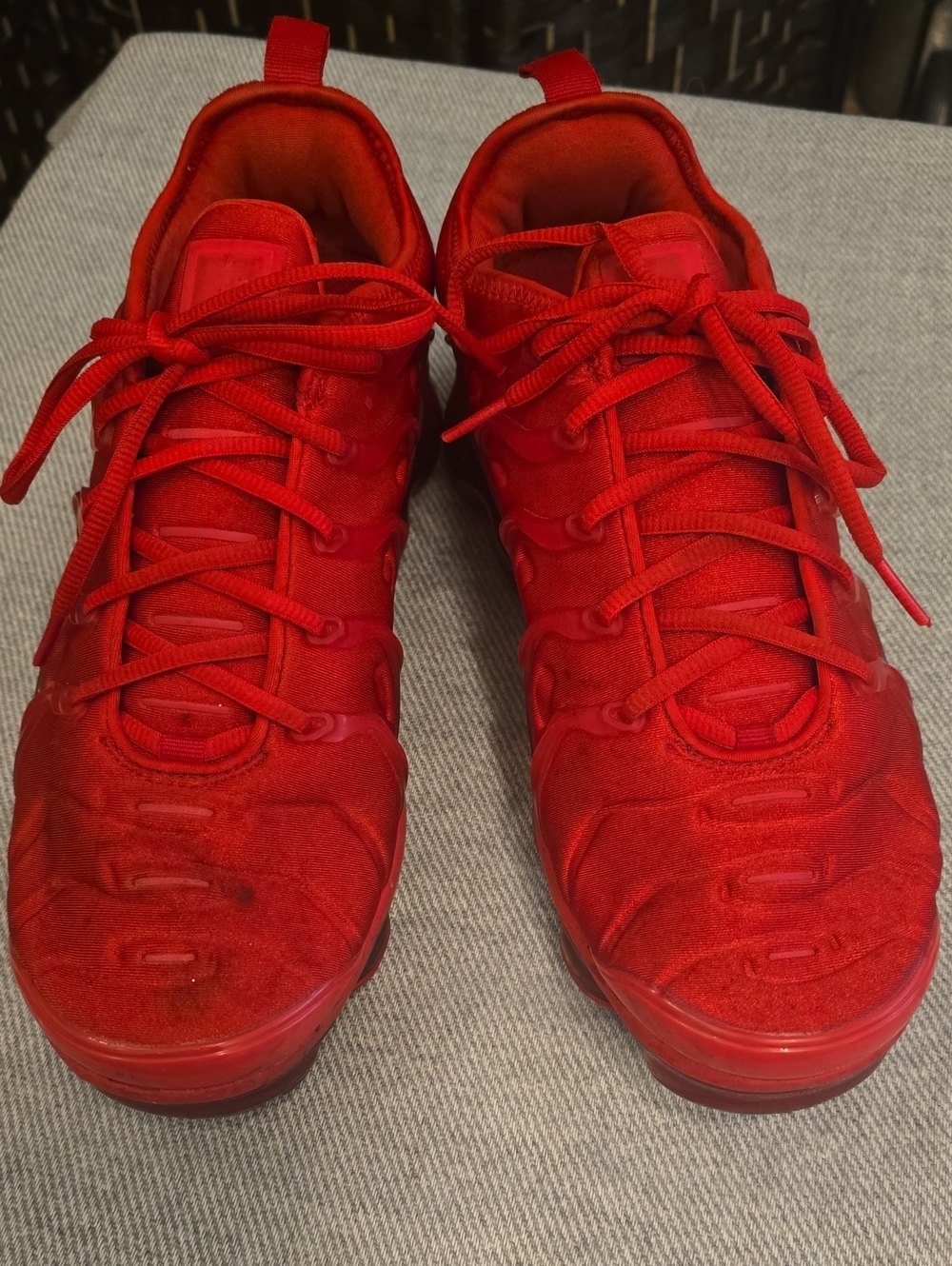 Nike Mens Air VaporMax Plus "Triple Red" Sneakers - Style CW6973-600, Size 9